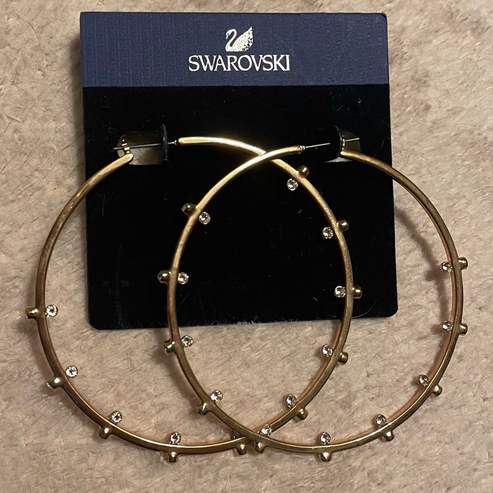 Vintage HTF Swarovski Genna Large Hoop Earings